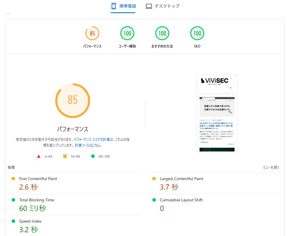 PageSpeed Insightsの結果 移行前